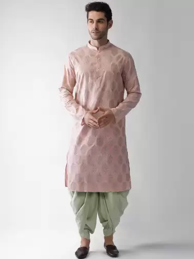 Men Printed Kurta with Dhoti Pants - image 2