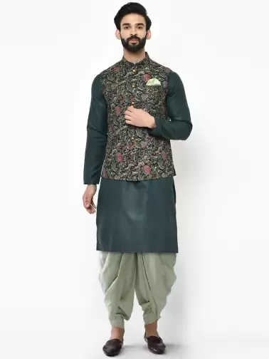 Men Printed Kurta with Dhoti Pants - image 2