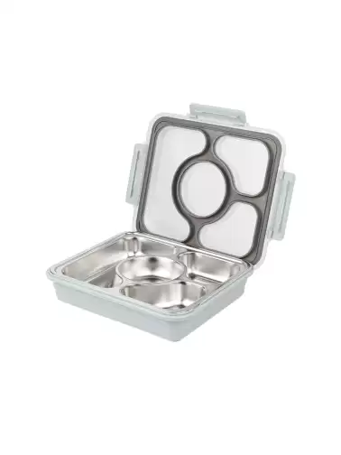 Solid Stainless Steel Lunch Box With 4 Compartment Containers - image 2