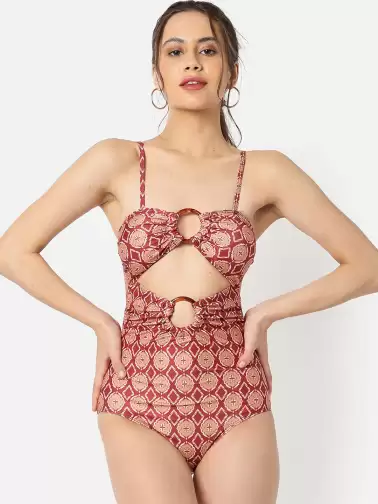 Women Printed Cut-Out Swimsuit - image 2