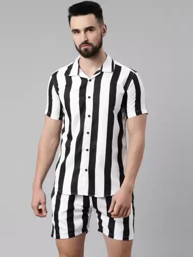 Men Striped Night suit - image 2