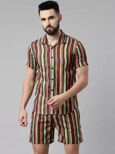 Men Striped Night suit - image 2