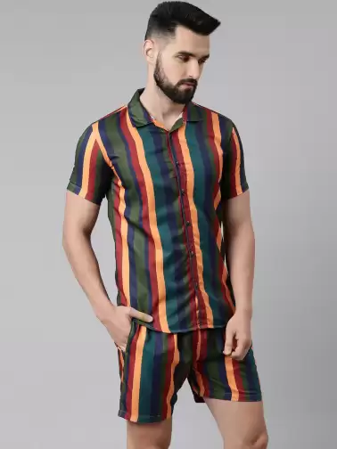 Men Striped Night suit - image 2