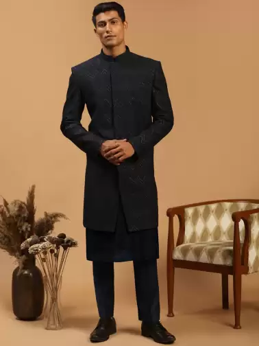 Men Printed Slim-Fit Sherwani Set - image 2
