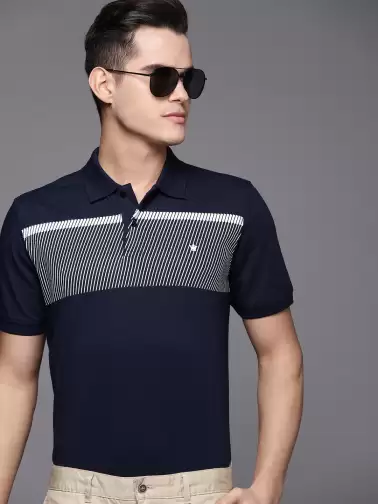 Striped Polo Collar T-shirt - image 2