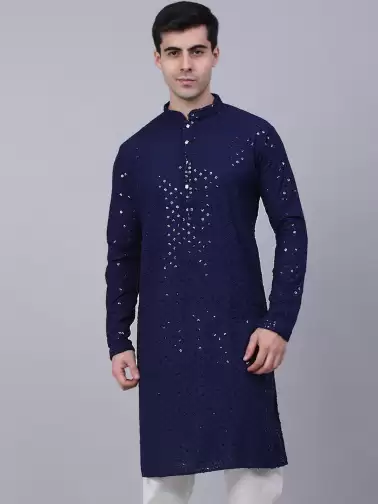 Men Embroidered Pure Cotton Kurta - image 2