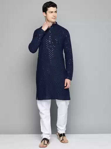 Men Embroidered Kurta with Churidar - image 2