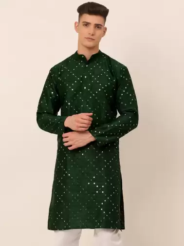 Men Embroidered Silk Kurta - image 2