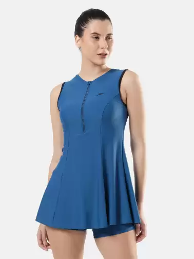 Women Closed-Back Swimdress With Boyleg - image 2