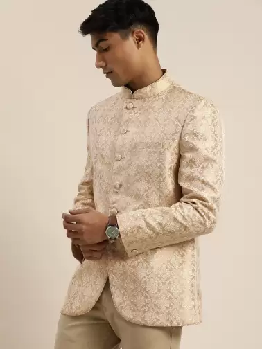 Men Slim-Fit Bandhgala Blazer - image 2