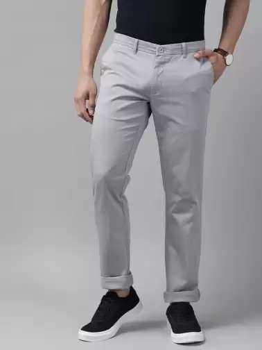 Men Tapered Fit Low-Rise Chinos Trousers - image 2