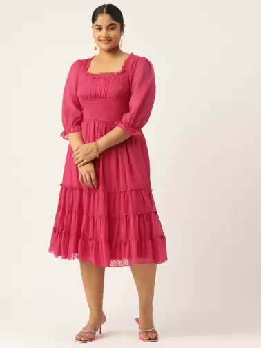 Plus Size Chiffon Midi Dress - image 2