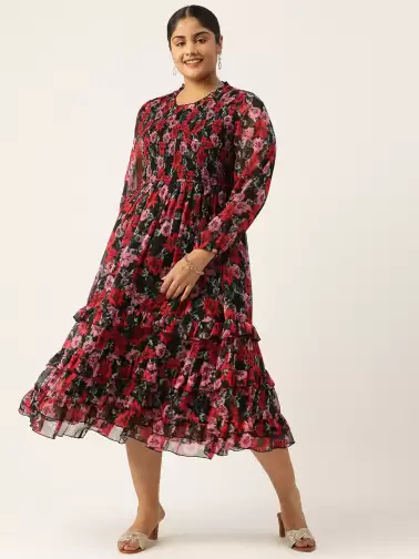 Floral Chiffon Midi Dress - image 2