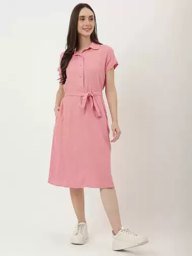 Midi Dress with Belt - image 2
