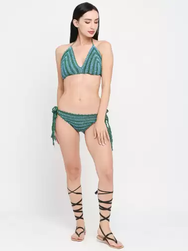 Women Striped Swim Bikini Set - image 2