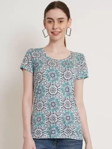 Floral Printed Cotton T-shirt - image 2