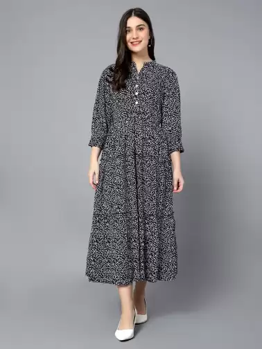 Printed Tiered Midi Dress - image 2