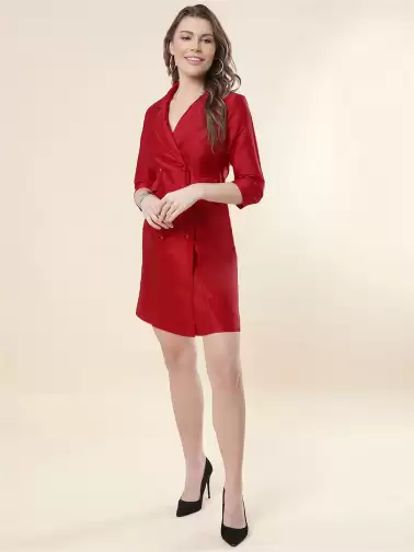 Shirt Collar Blazer Dress - image 2