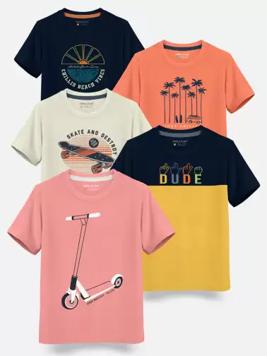 Boys Pack Of 5 Cotton T-shirt - image 2