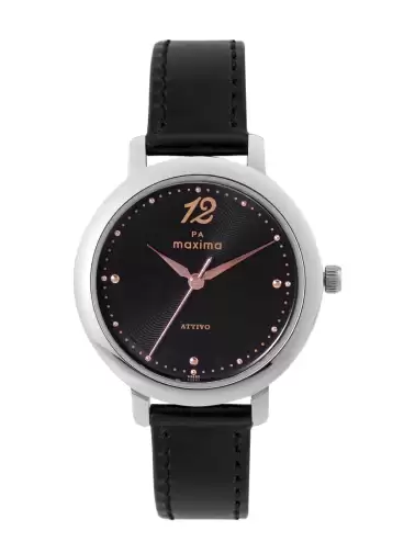 Women Brass Dial & Leather Straps Watch - image 2