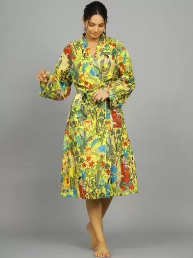 Women Printed Cotton Bath Robe - image 2