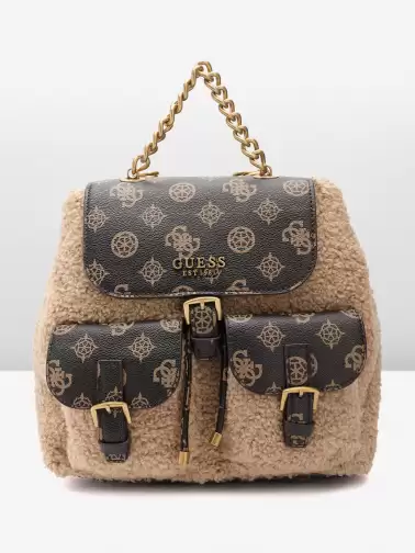 Women Faux Fur Trim Backpack - image 2