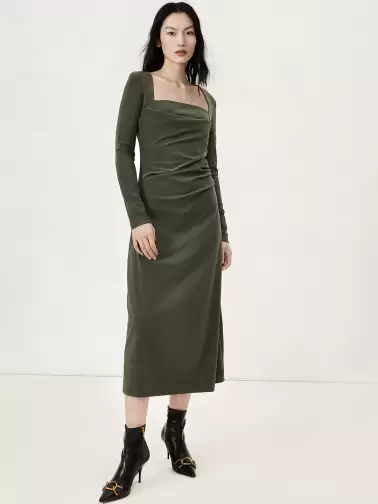 Ruched Sheath Midi Dress - image 2