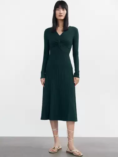 Twist Front Knitted Midi Dress - image 2