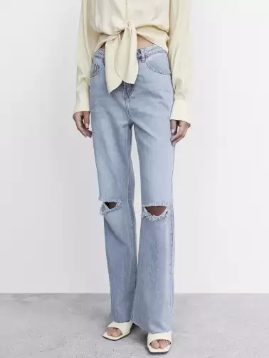 Wide Leg Ripped Jeans - image 2