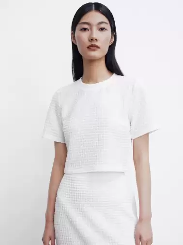 Textured Cropped T-shirt - image 2