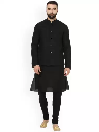 Men Kurta Set with Nehru Jacket - image 2