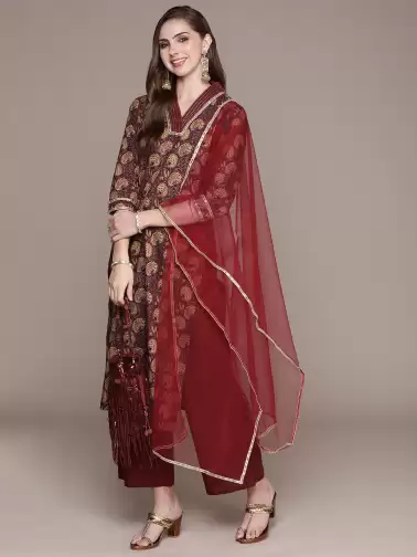 Women Printed Kurta with Palazzos With Dupatta - image 2