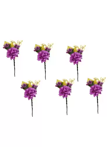 Women 6Pcs Beaded U-Pins - image 2