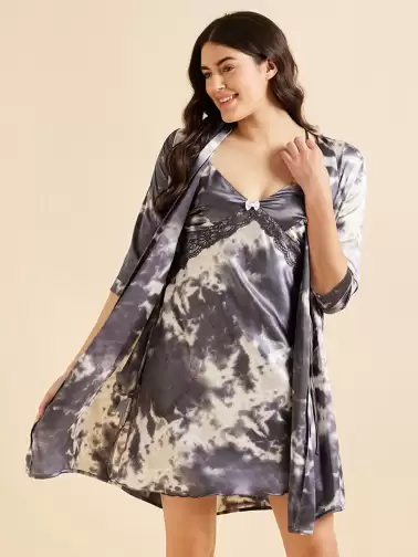Satin Printed Nightdress - image 2