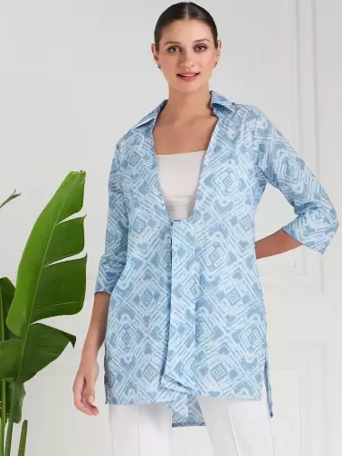 Women Cotton Tie-Up Shrug - image 2