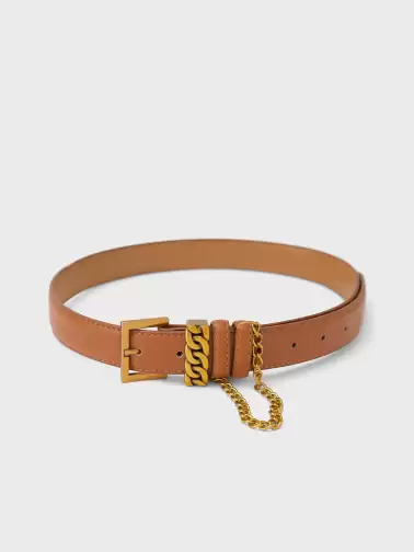 Women PU Belt With Chain Drop - image 2