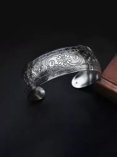 Women Silver-Plated Cuff Bracelet - image 2