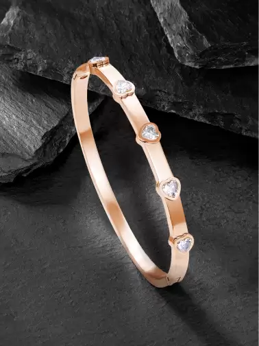Women American Diamond Rose Gold-Plated Kada Bracelet - image 2