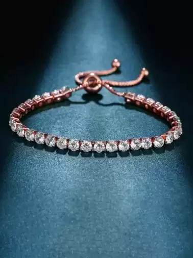 Women Cubic Zirconia Rose Gold-Plated Charm Bracelet - image 2
