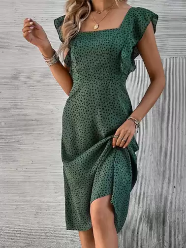 Printed A-Line Midi Dress - image 2