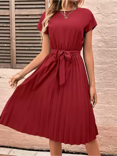 Fit And Flare Dress With Belt - image 2