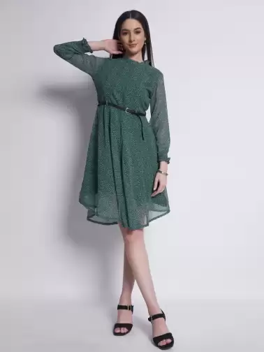 Printed Fit & Flare Dress - image 2