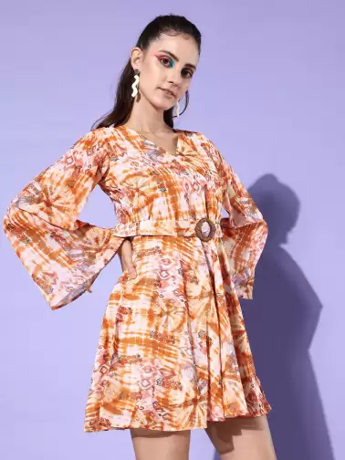 Printed Fit & Flared Dress - image 2