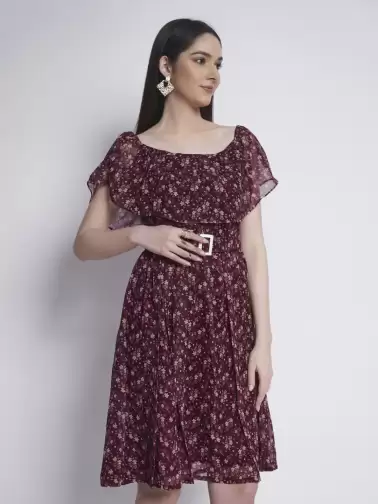Printed Fit & Flare Dress - image 2