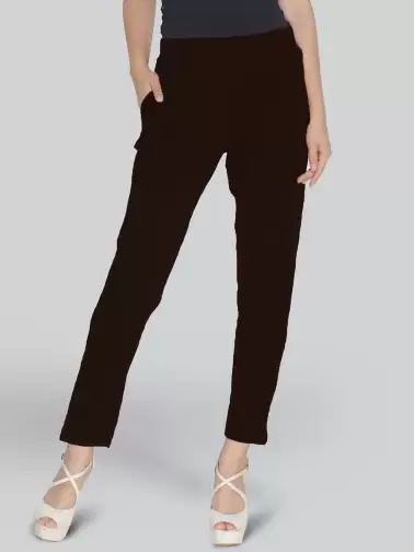 Women Mid-Rise Plain Trousers - image 2
