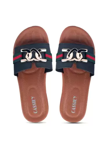 Women Embellished Rubber Sliders - image 2