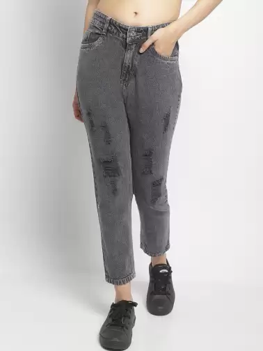 Women Mildly Distressed Jeans - image 2