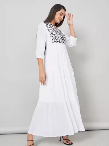Embroidered Fit & Flare Dress - image 2