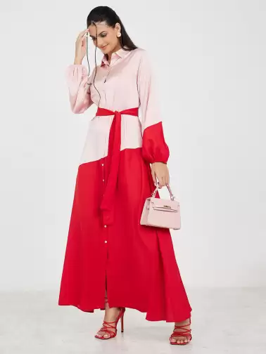 Colourblocked Shirt Maxi Dress - image 2