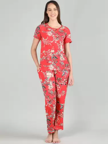 Women Floral Print Night suit - image 2